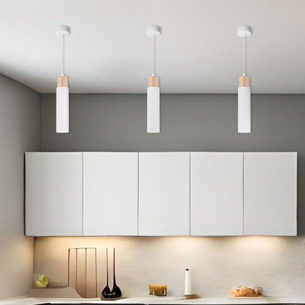 Fehér-natúr színű függőlámpa fém búrával Claro – Candellux Lighting-image-1
