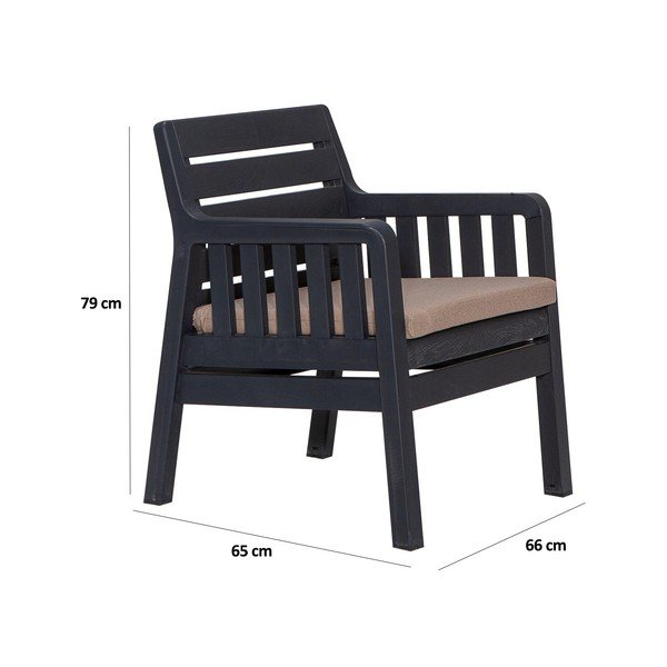 Antracitszürke kétszemélyes kerti lounge szett Lara – Floriane Garden-image-2