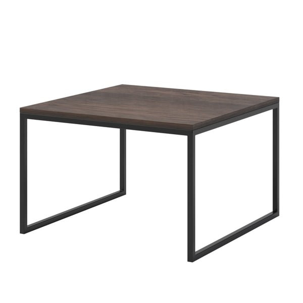 Eco dohányzóasztal sötét tölgyfa asztallappal és fekete fém lábbal, 70 x 70 cm - MESONICA