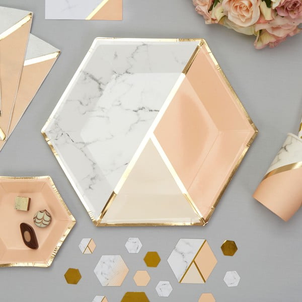 Gold Colour Block Marble 8 darabos papírtányér szett - Neviti