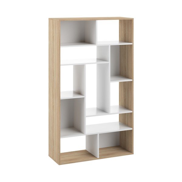 Fehér könyvespolc tölgyfa dekorral 91x163 cm Seoul - TemaHome -image-2