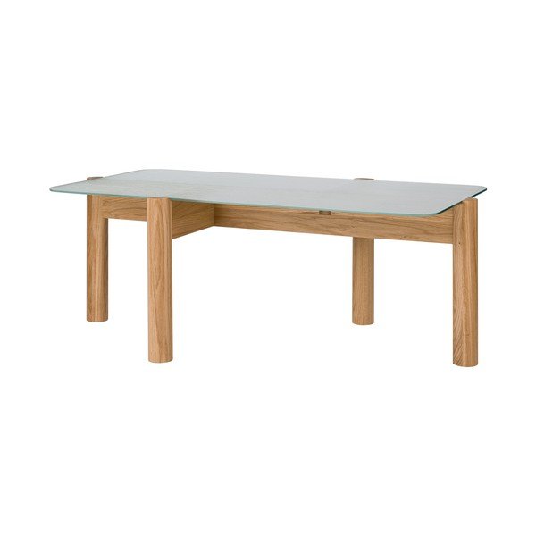 Natúr színű dohányzóasztal üveg asztallappal 55x105 cm Kob – noo.ma