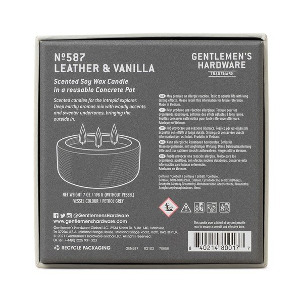 Illatos szójaviasz gyertya égési idő 40 ó Leather & Vanilla – Gentlemen's Hardware-image-3