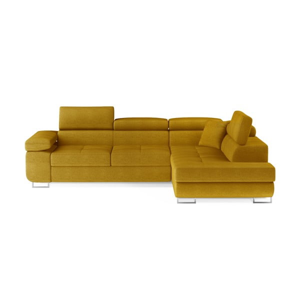 Sárga kinyitható-tárolóhelyes sarokkanapé (jobb oldali-L alakú) Anton – ELTAP