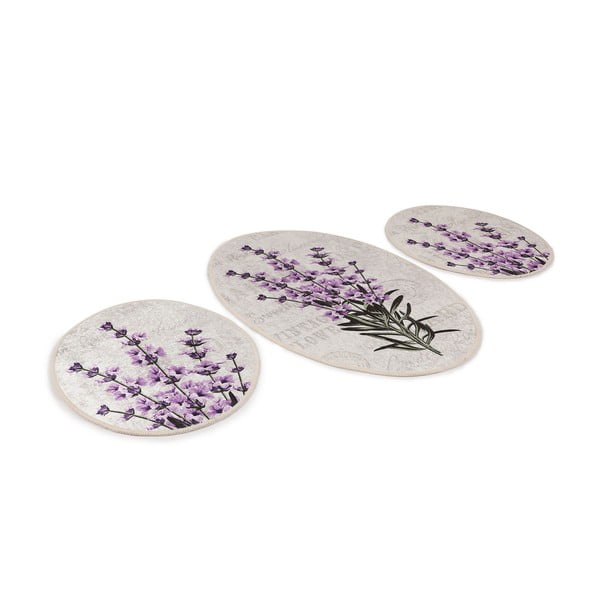 Lila-bézs fürdőszobai kilépő szett 3 db-os 60x100 cm Lavender – Foutastic