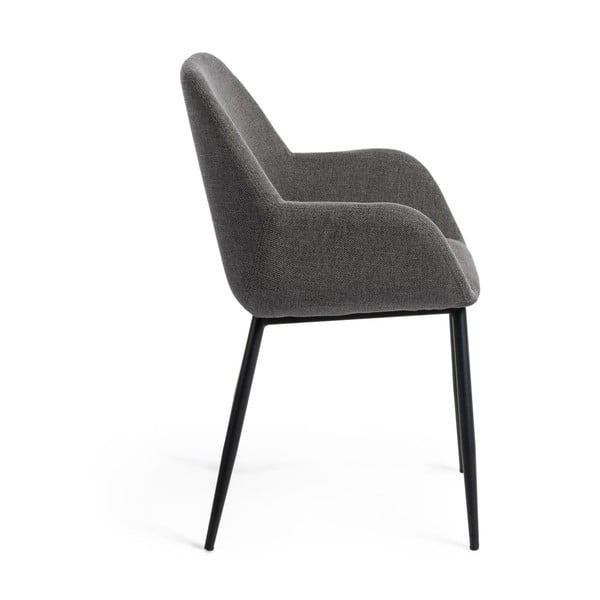 Antracitszürke kárpitozott étkezőfotel Konna – Kave Home-image-2