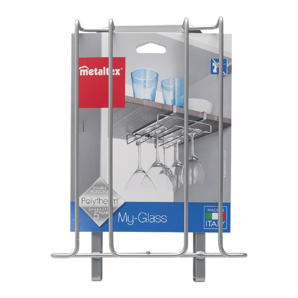 Glass polcra akasztható pohártartó 8 pohárhoz, hosszúság 20 cm - Metaltex-image-3