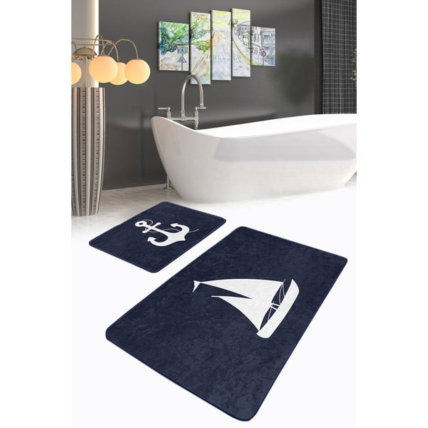 Sötétkék fürdőszobai kilépő szett 2 db-os 60x100 cm – Mila Home-image-1