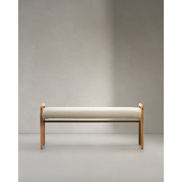 Krémszínű-natúr színű pad Macaret – Kave Home-image-4