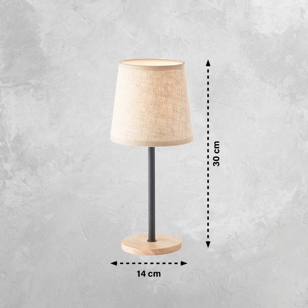 Fekete-natúr színű asztali lámpa textil búrával (magasság 30 cm) Eve – Fischer & Honsel-image-1