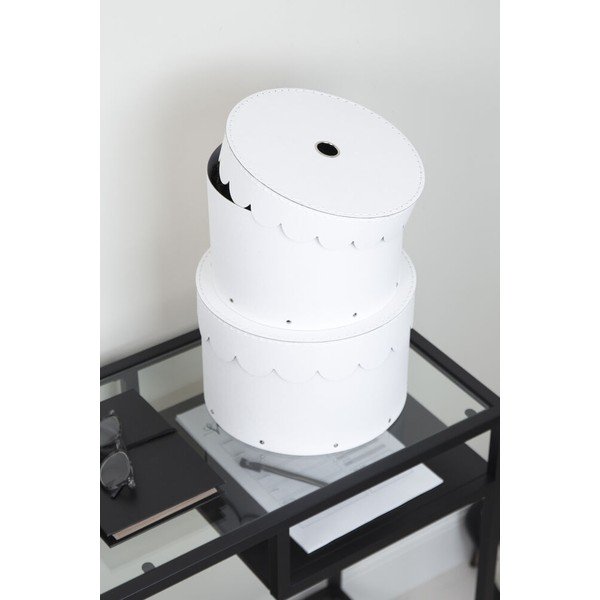 Fehér fedeles karton tárolódoboz szett 2 db-os ø 26x17,5 cm Wilma Paper Laminate – Bigso-image-1