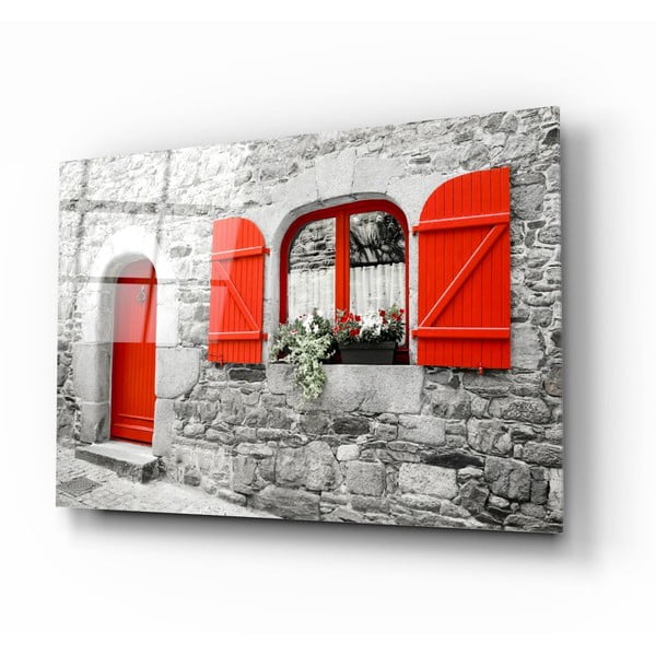 Red Door and Window üvegezett kép - Insigne