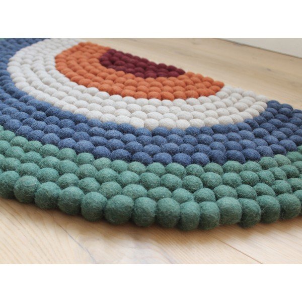 Ball Rugs Rainbow Green golyós, gyapjú gyerekszőnyeg - Wooldot-image-1