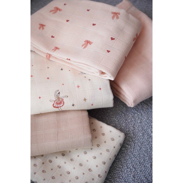 Rózsaszín-bézs muszlin pelenka készlet 3 db-os 70x70 cm Bows – Cam Cam Copenhagen-image-3