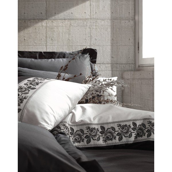 Rosinda szürke pamut ágyneműhuzat lepedővel, 200 x 220 cm - Cotton Box-image-2