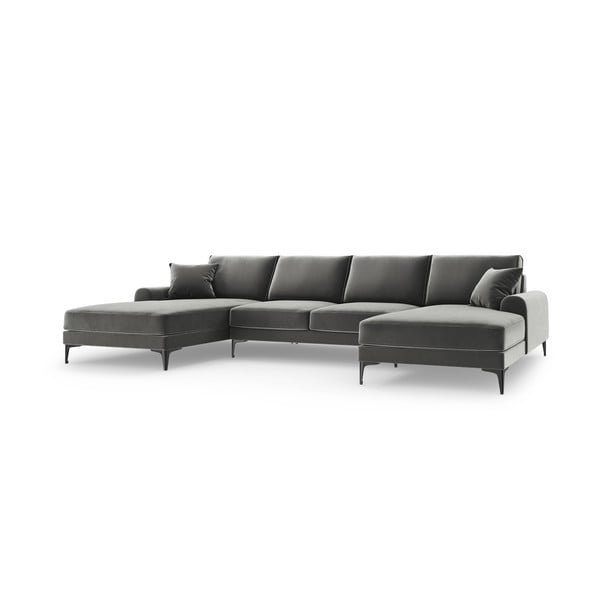 Madara világosszürke bársony U alakú kanapé - Mazzini Sofas-image-2