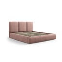 Világos rózsaszín kárpitozott ágyneműtartós franciaágy ágyráccsal 200x200 cm Brody – Mazzini Beds