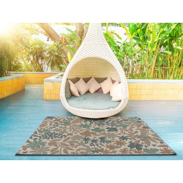 Floral bézs-zöld kültéri szőnyeg, 155 x 230 cm - Universal-image-1