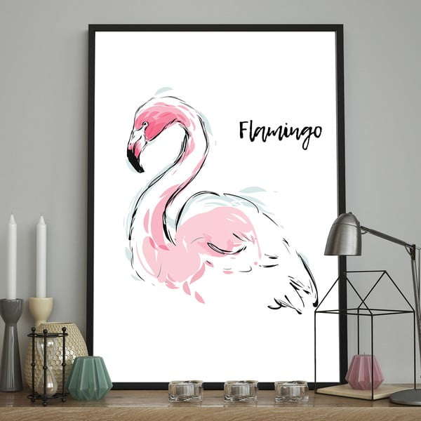 Flamingo Aquarelle plakát, 100 x 70 cm - DecoKing
