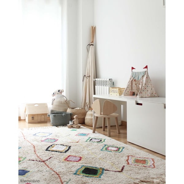 Krémszínű mosható kézi szövésű pamut szőnyeg 140x200 cm Kaarol – Lorena Canals-image-3