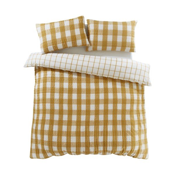 Sárga egyszemélyes flanel ágyneműhuzat 135x200 cm Gingham Check – Catherine Lansfield-image-2