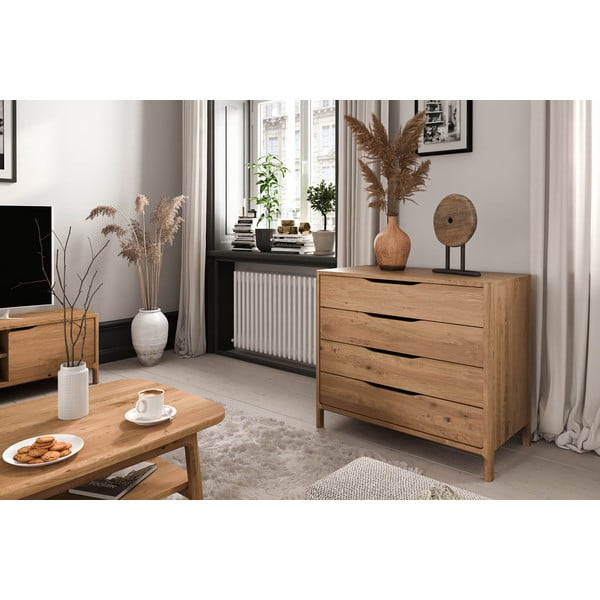 Natúr színű tölgyfa alacsony komód 95x80 cm Twig – The Beds-image-1