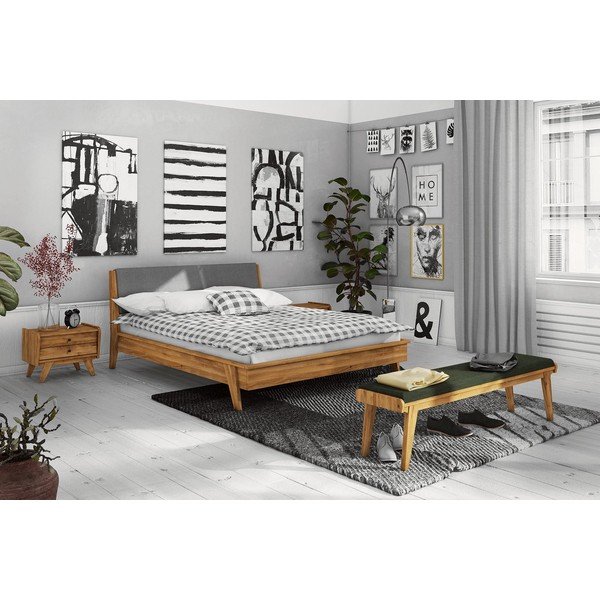 Tölgyfa pad zöld ülőrésszel Retro - The Beds-image-1