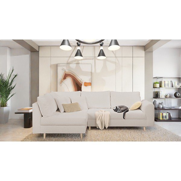 Bézs buklé sarokkanapé (bal oldali) Ariella – Ropez-image-1