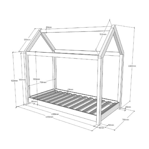 Cabane házikó ágy, 70 x 140 cm - Vipack-image-3