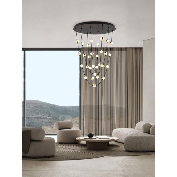 Matt fekete alumínium LED dimmelhető függőlámpa akrilüveg búrával ø 84 cm Alcinoe – Nova Luce-image-1