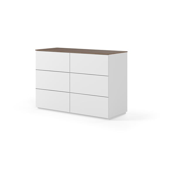 Fehér komód diófa dekoros fiókokkal és fedlappal, 120 x 84 cm Join - TemaHome-image-2