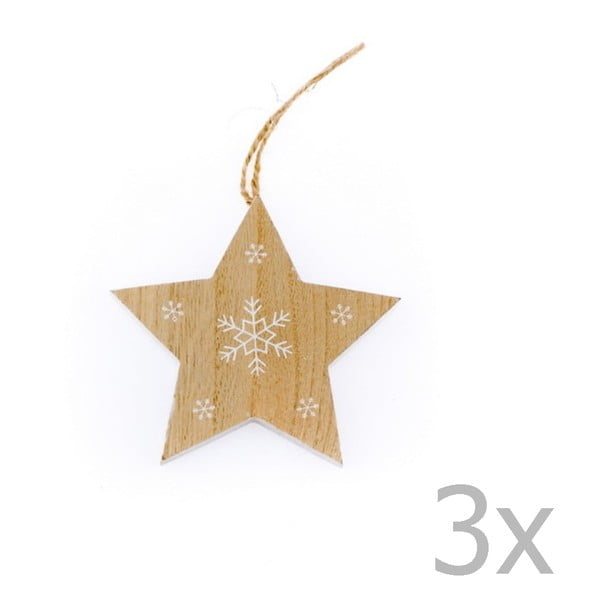 Snowflake fából készült felakasztható csillag, magasság 11 cm - Dakls