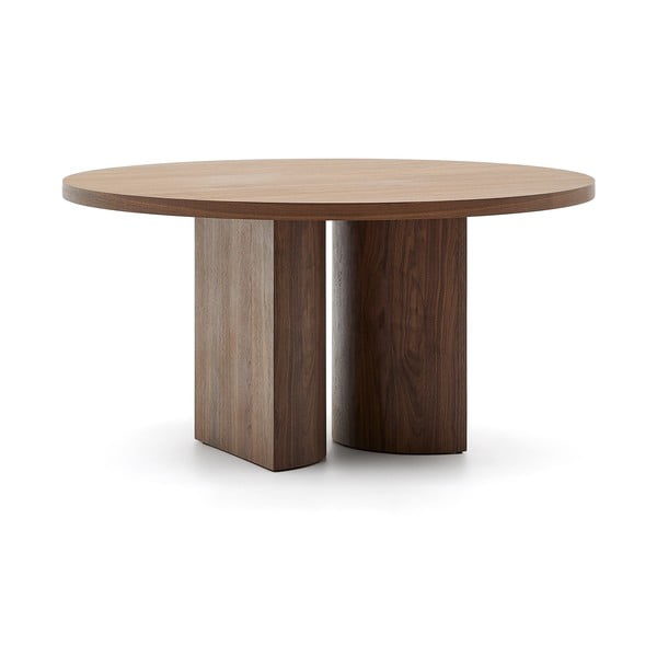 Barna kerek étkezőasztal diófa dekorral ø 150 cm Nealy – Kave Home-image-2