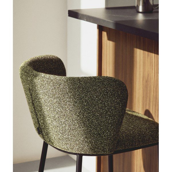 Sötétzöld kárpitozott bárszék (ülésmagasság 65 cm) Ciselia – Kave Home-image-2
