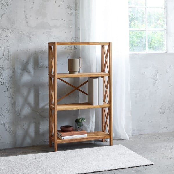 Natúr színű tölgyfa polcos állvány 70x124 cm X-Shelf – Unique Furniture-image-1