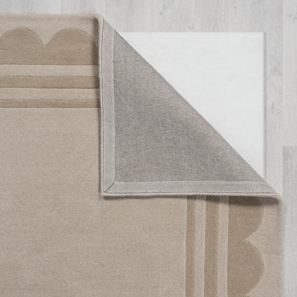 Natúr színű kézi szövésű gyapjú futószőnyeg 80x230 cm Lois Scallop – Flair Rugs-image-3