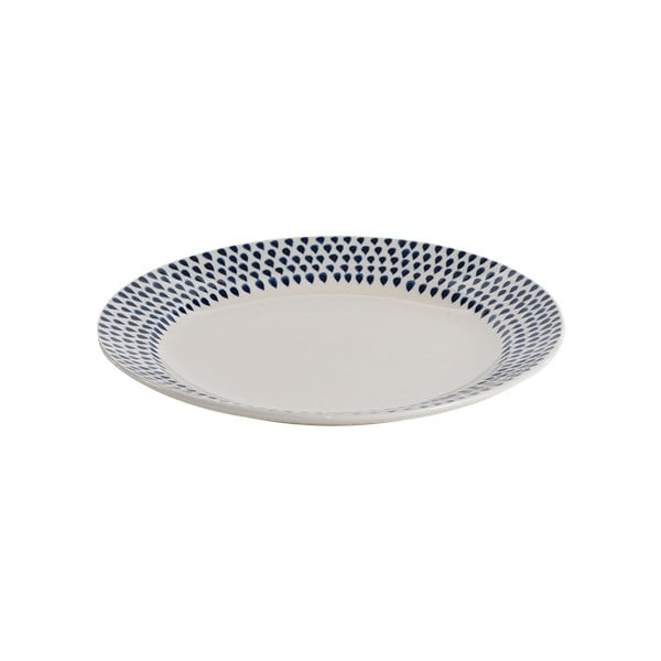 Indigo Drop kék-fehér agyagkerámia tányér, ø 22,5 cm - Nkuku