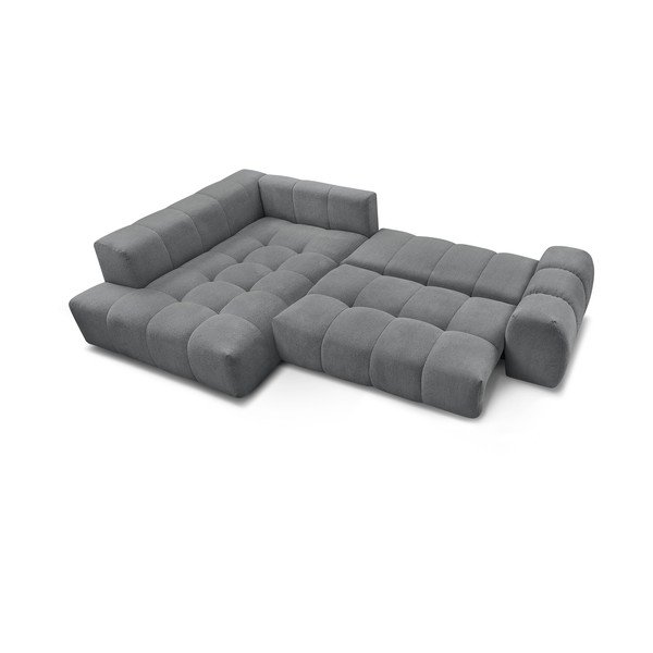 Sötétszürke zsenília kinyitható-tárolóhelyes sarokkanapé (bal oldali-L alakú) Everest – Bobochic Paris-image-4