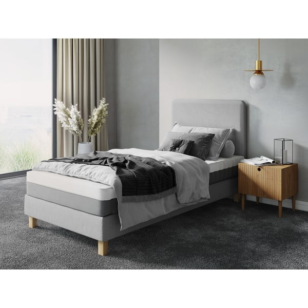 Világosszürke kárpitozott egyszemélyes ágy ágyráccsal 90x200 cm Lotus – Cosmopolitan Design-image-4