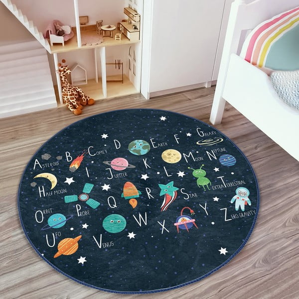 Sötétkék gyerek szőnyeg ø 100 cm Comfort – Mila Home-image-3