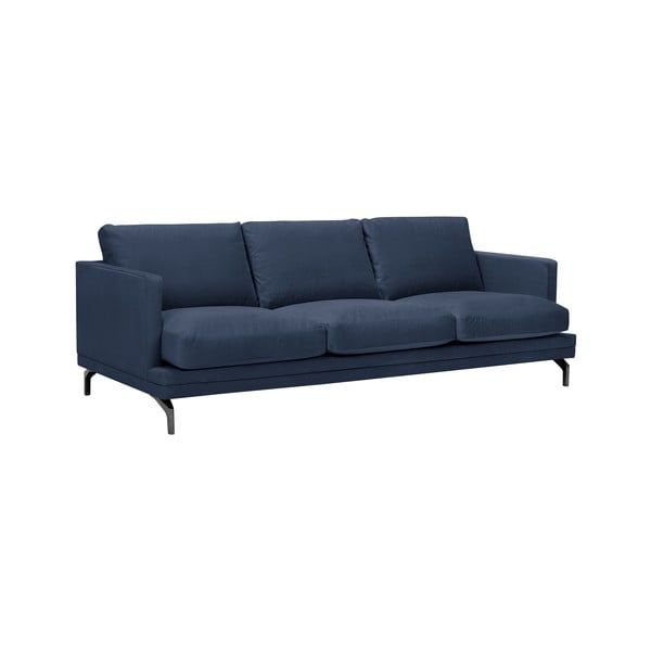 Jupiter sötétkék háromszemélyes kanapé, fekete lábakkal - Windsor & Co Sofas-image-1