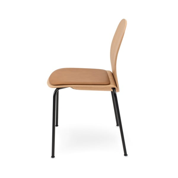 Konyakbarna-natúr színű rakásolható étkezőszék szett 2 db-os tölgyfa dekorral Book – Gazzda-image-3