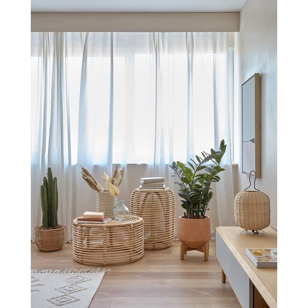 Natúr színű rattan kerek dohányzóasztal ø 66 cm Kohana – Kave Home-image-2