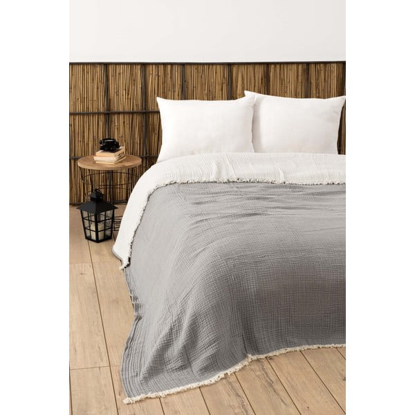 Szürke muszlin ágytakaró franciaágyra 230x250 cm – Mijolnir