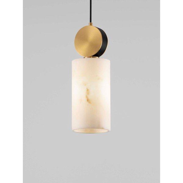 Krémszínű-sárgaréz színű függőlámpa kő dekorral ø 12 cm Maru – Nova Luce-image-2