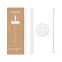 Szilikon szívószál tisztítókefével-fedéllel Clear  – Muuki