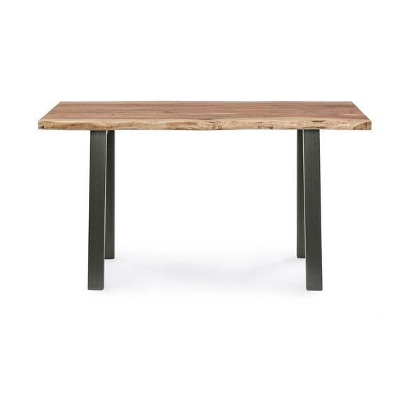 Fekete-natúr színű konzolasztal akácfa asztallappal 45x130 cm Aron – Bizzotto