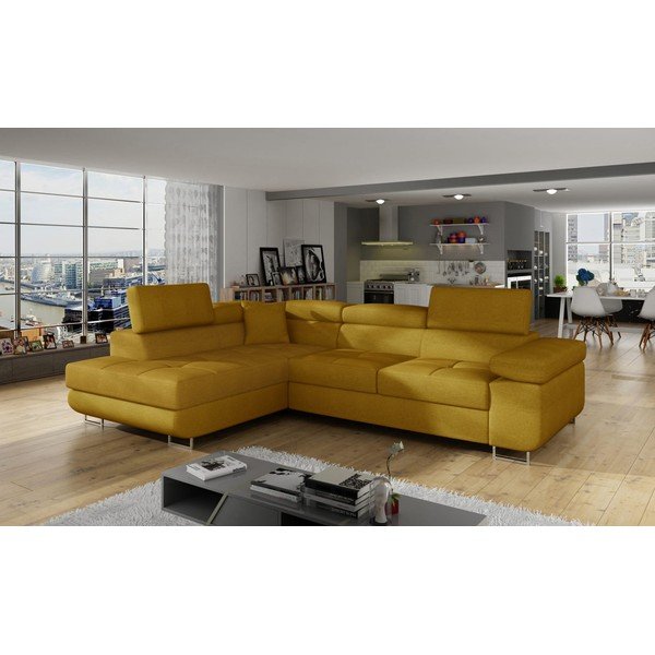 Sárga kinyitható-tárolóhelyes sarokkanapé (bal oldali-L alakú) Anton – ELTAP-image-3