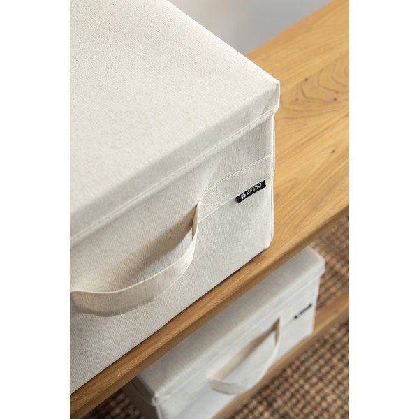 Bézs fedeles textil tárolódoboz 31x41x22 cm Soft Storage Medium – Bigso-image-2