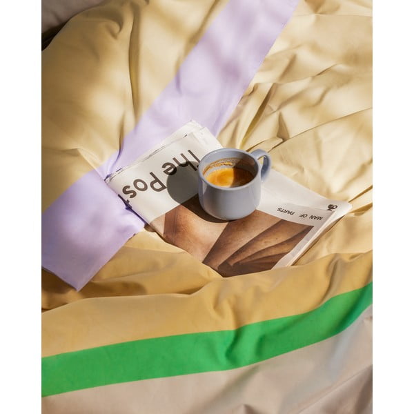 Fehér-bézs egyszemélyes pamut ágyneműhuzat 140x200 cm Block – Hübsch-image-1